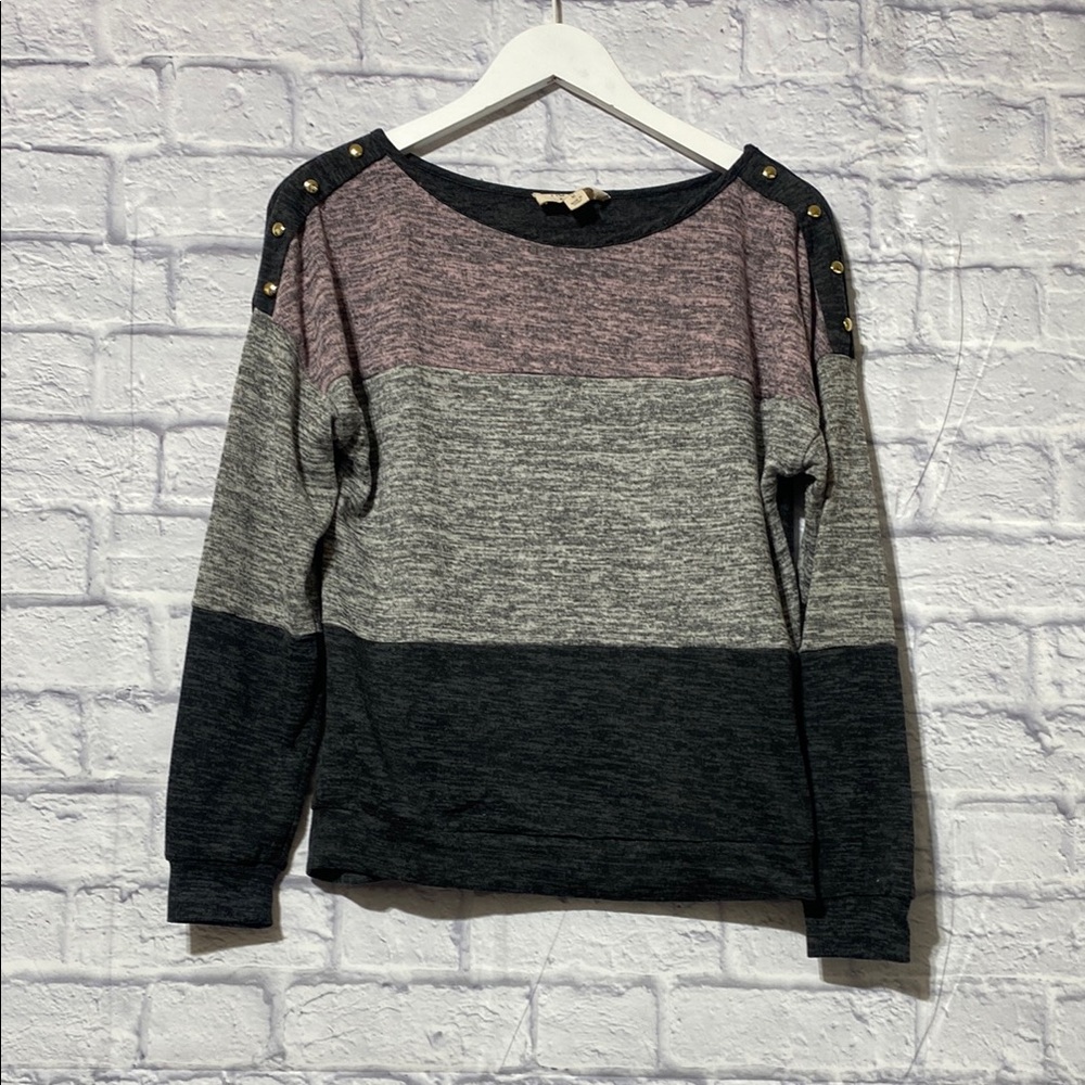 Striped Sweater with Button Detail